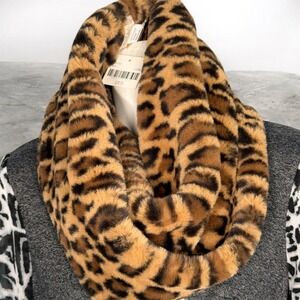 Altar'd State Faux Fur Leopard Cowl Neck Warmer Snood Scarf Plush Chunky NWT Mob